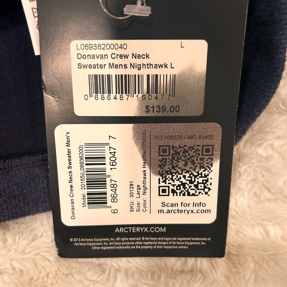 ARC'TERYX Donavan Crew Neck Sweater Nighthawk Heather Wool Blend NWT Men's Large - Picture 6 of 9